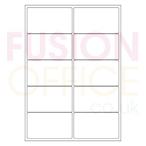 A4 White Labels 10 per Page Rounded Corners 10UP - 100 Sheets - Fusion Office UK