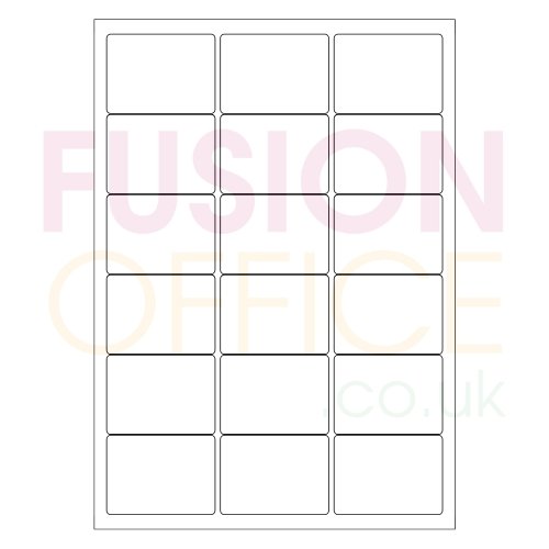 A4 White Labels 18 per Page Rounded Corners 18UP - 100 Sheets - Fusion Office UK