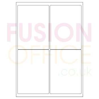 A4 White Labels 4 per Page Rounded Corners 4UP - 100 Sheets - Fusion Office UK