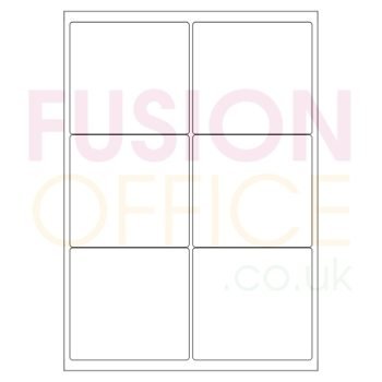 A4 White Labels 6 per Page Rounded Corners 6UP - 100 Sheets - Fusion Office UK