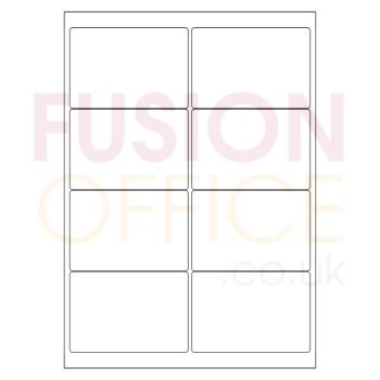 A4 White Labels 8 per Page Rounded Corners 8UP - 100 Sheets - Fusion Office UK