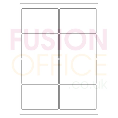 A4 White Labels 8 per Page Rounded Corners 8UP - 100 Sheets - Fusion Office UK