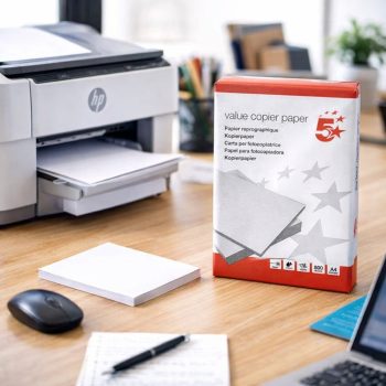 Printer Paper A4 White (5 x 500 Sheets Ream) Box - On Desk - Fusion Office UK
