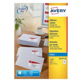 Avery J8159-100 Inkjet Address A4 Labels 24 Per Page 63.5x33.9 White - 100 Sheets