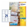 Avery J8160-100 Inkjet Address A4 Labels 21 Per Page 63.5x38.1 White - 100 Sheets