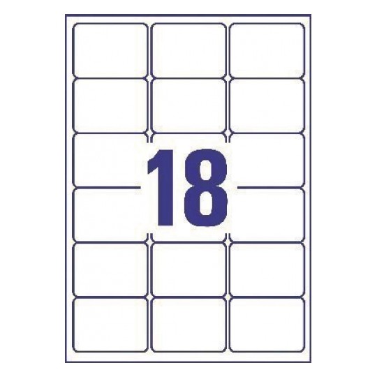Avery J8161-100 Inkjet Address A4 Labels 18 Per Page 63.5x46.6 White - 100 Sheets Avery J8161-100 Inkjet Address A4 Labels 18 Per Page 63.5x46.6 White - 100 Sheets