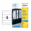 Avery J8171-25 Inkjet Lever Arch A4 Labels 4 per Page 200x60 White - 25 Sheets