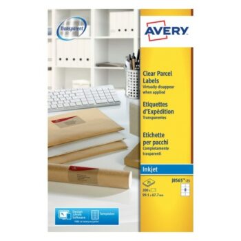 Avery J8565-25 Inkjet Address A4 Labels 8 per Sheet 99.1x67.7 Clear - 25 Sheets