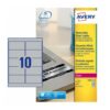 Avery L6012-20 Laser Heavy Duty A4 Labels 10 per Page 96x50.8 Silver - 20 Sheets