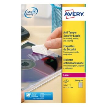 Avery L6113-20 Laser Anti-Tamper A4 Labels 48 per Page 45.7x21.2 - 20 Sheets