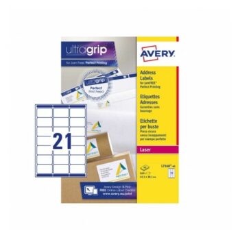 Avery L7160-40 Laser Address A4 Labels 21 Per Page 63.5x38.1 White - 40 Sheets