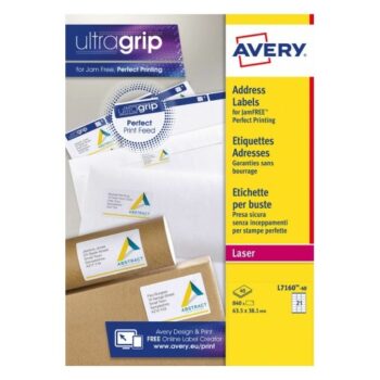 Avery L7160-40 Laser Address A4 Labels 21 Per Page 63.5x38.1 White - 40 Sheets