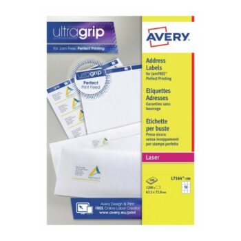 Avery L7164-100 Laser Address A4 Labels 12 Per Page 63.5x72 White - 100 Sheets