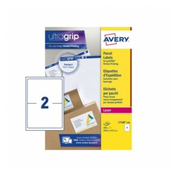 Avery L7168-100 Laser Parcel A4 Labels 2 per Page 199.6x143.5 White - 100 Sheets