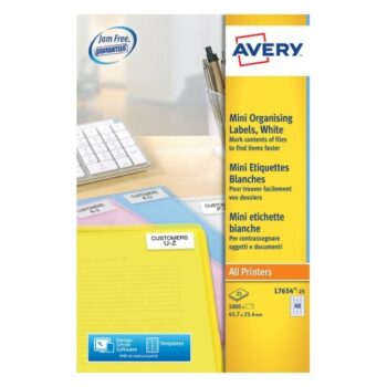 Avery L7654-25 Laser Address A4 Labels 40 Per Page 45.7x25.4 White - 25 Sheets