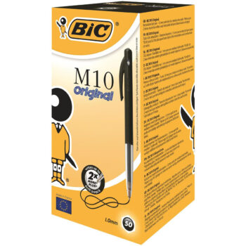 BIC M10 Original Black Ball Pen Retractable 1199190125 - Pack 50