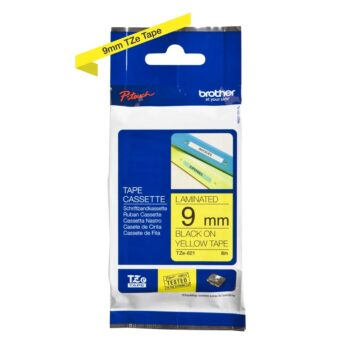 Brother TZE-621 P-Touch Black On Yellow Label Tape 9mm x 8m TZE621