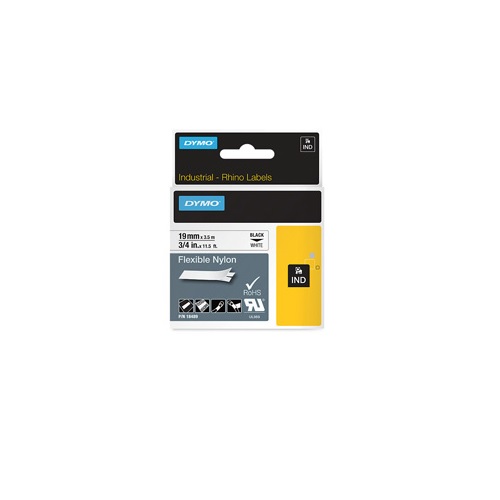 DYMO IND Black on White 18489 Label 19mm Nylon - Each