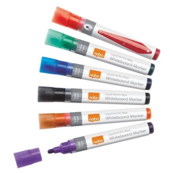 Nobo Whiteboard Liquid Markers Assorted Colours 1901077 - Pack 6