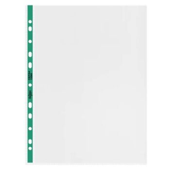 Rexel CopyKing Punched Pockets Green-Spine A4 Clear 12265 - Pack 100