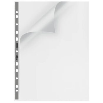 Rexel Punched Pockets Grey Spine Top&Side A4 Clear 13682 - Pack 25