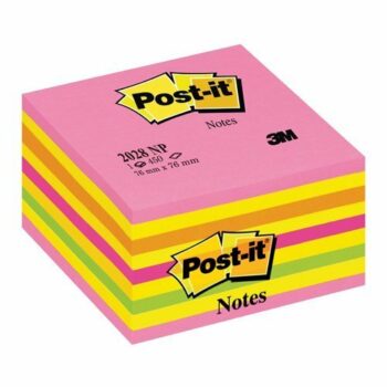 3M 2028NP Post-It Neon Pink Note Cube 450s 76x76mm