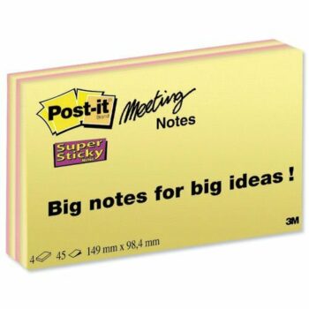 3M 6445-SSP Post-It Super Sticky Meeting Notes Pads 149x98 - Pack 4