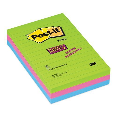 3M 660-3SSUC Post-It Super Sticky Ultra Colour Notes 102x152 Lined - 3