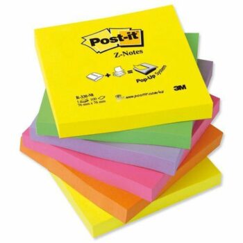 3M R330-NR Post-It Z-Notes Neon Rainbow 76x76mm - Pack 6