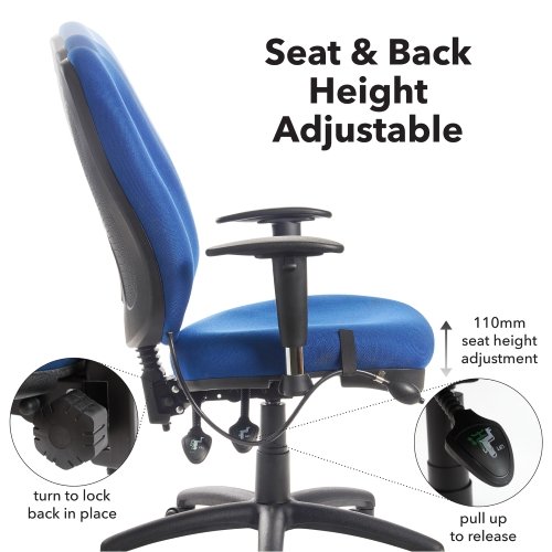 Sofia adjustable lumbar operators chair blue - SOF300T1-B - Seat and Back Height Adjustable - Fusion Office UK Sofia adjustable lumbar operators chair blue - SOF300T1-B - Seat and Back Height Adjustable - Fusion Office UK