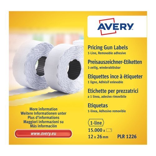 Avery PLR1226 Pricing Gun Labels 1 Line Removeable - Pack 10