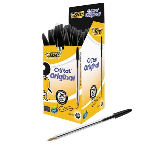 BIC Cristal Original Black Medium Ball Pen 8373632 - Pack 50