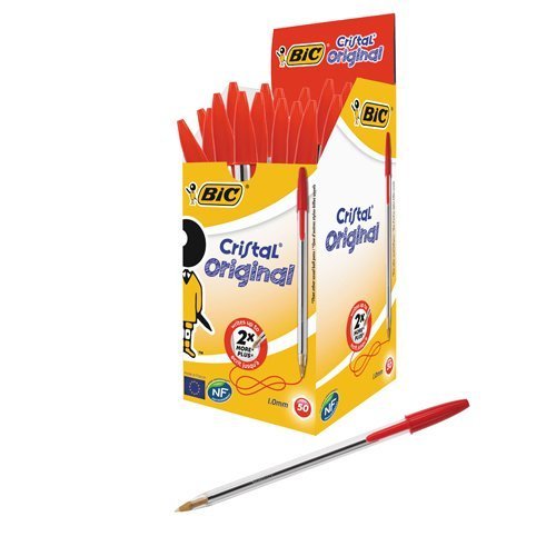 BIC Cristal Original Red Medium Ball Pen 8373612 - Pack 50