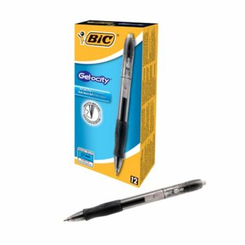 BIC Gel-ocity Black Rollerball Pen Retractable 820565 - Pack 12
