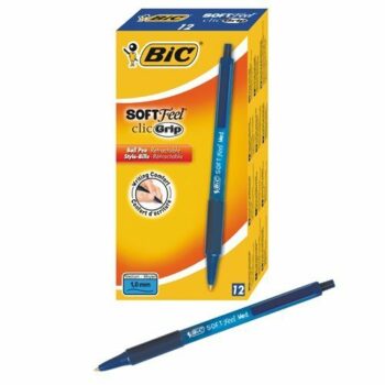BIC Soft Feel Blue Ball Pen Retractable 837398 - Pack 12