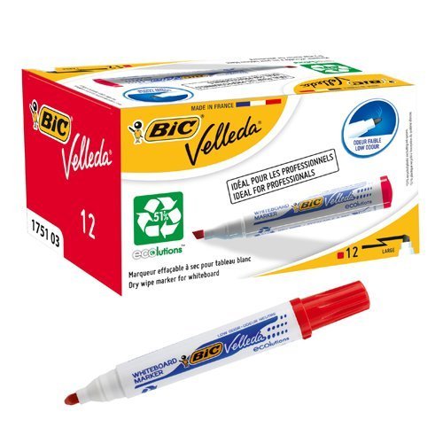 BIC Velleda 1701 Red Whiteboard Markers 904939 - Pack 12