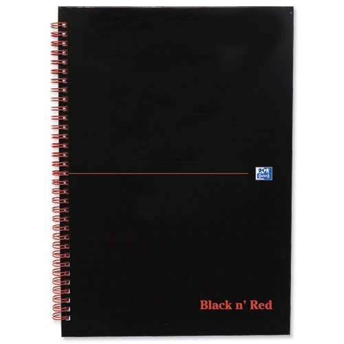 BlackNRed Glossy A4 Squared Wirebound Notebook 100080201 - Pack 5