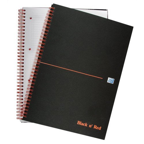 BlackNRed Matt A4 Ruled Wirebound Notebook 100080173 - Pack 5