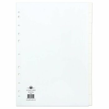 Concord Card A4 10 Part Dividers White Punched 79701/97
