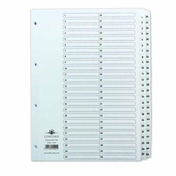 Concord Classic Index A4 1-50 Dividers White Punched Card 05501/CS55