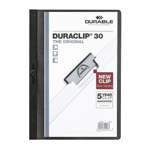 Durable Duraclip 30 Black A4 3mm 220001 - Pack 25