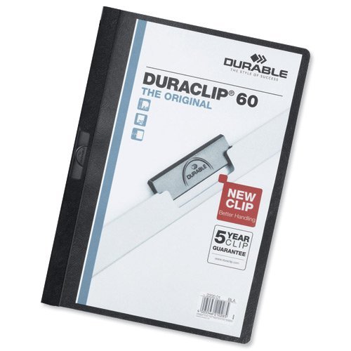 Durable Duraclip 60 Black A4 6mm 220901 - Pack 25