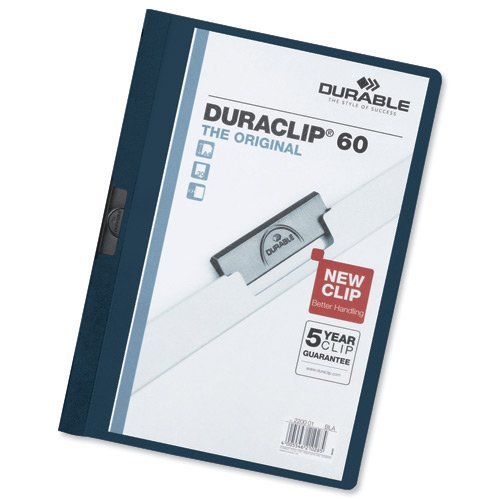 Durable Duraclip 60 Dark Blue A4 6mm 220928 - Pack 25