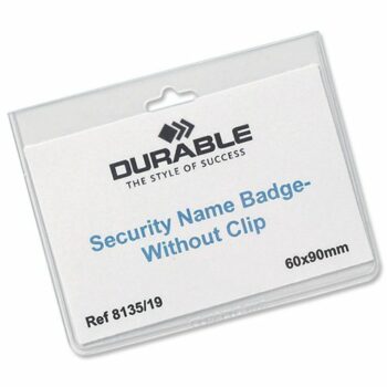 Durable Security Name Badges (No Clip) 90x60mm 813519 - Pack 20