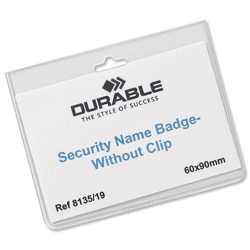 Durable Security Name Badges (No Clip) 90x60mm 813519 - Pack 20