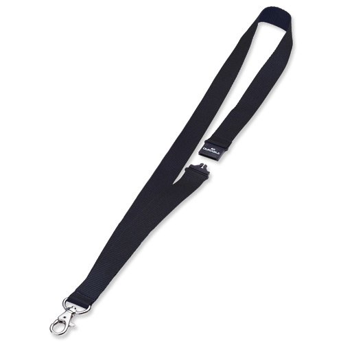 Durable Textile Lanyard 20mm Black 813701 - Pack 10