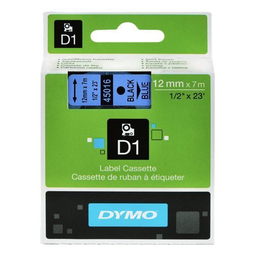 DYMO D1 Label Black on Blue 45016 12mm x 7m - Each