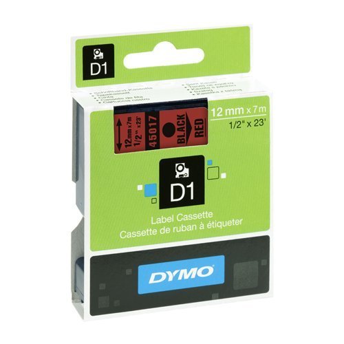 DYMO D1 Label Black on Red 45017 12mm x 7m - Each