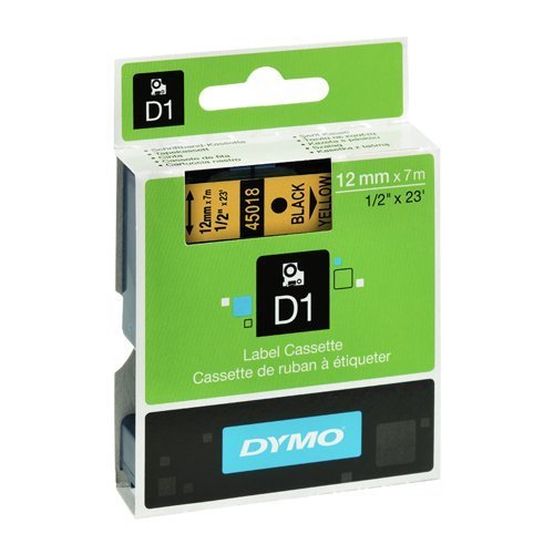 DYMO D1 Label Black on Yellow 45018 12mm x 7m - Each
