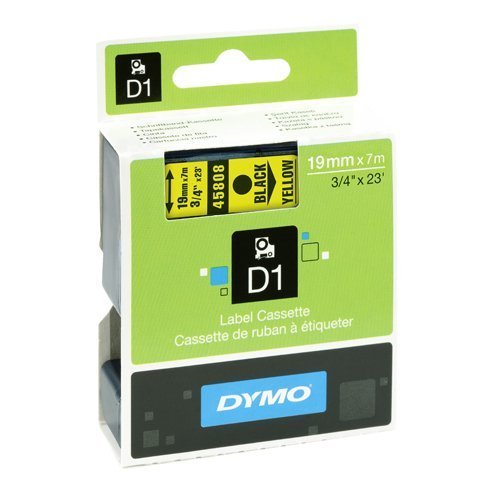 DYMO D1 Label Black on Yellow 45808 19mm x 7m - Each